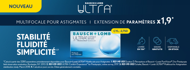 BAUSCH+LOMB ULTRA® Multifocale pour Astigmates voit sa gamme s'agrandir pour répondre aux besoins du plus grand nombre de porteurs 